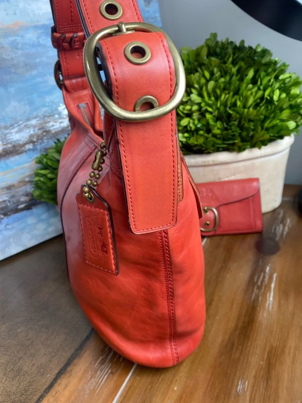 Coach Chili Red Tattersall Bleecker Bucket Bag and Waller Set Bundle Y2K - Picture 14 of 17